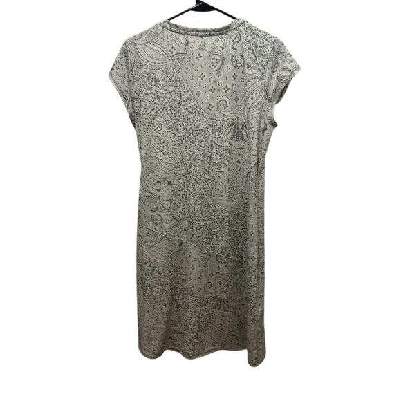 Athleta Nectar Grey Paisley Ruched Dress Size Large - Picture 2 of 4